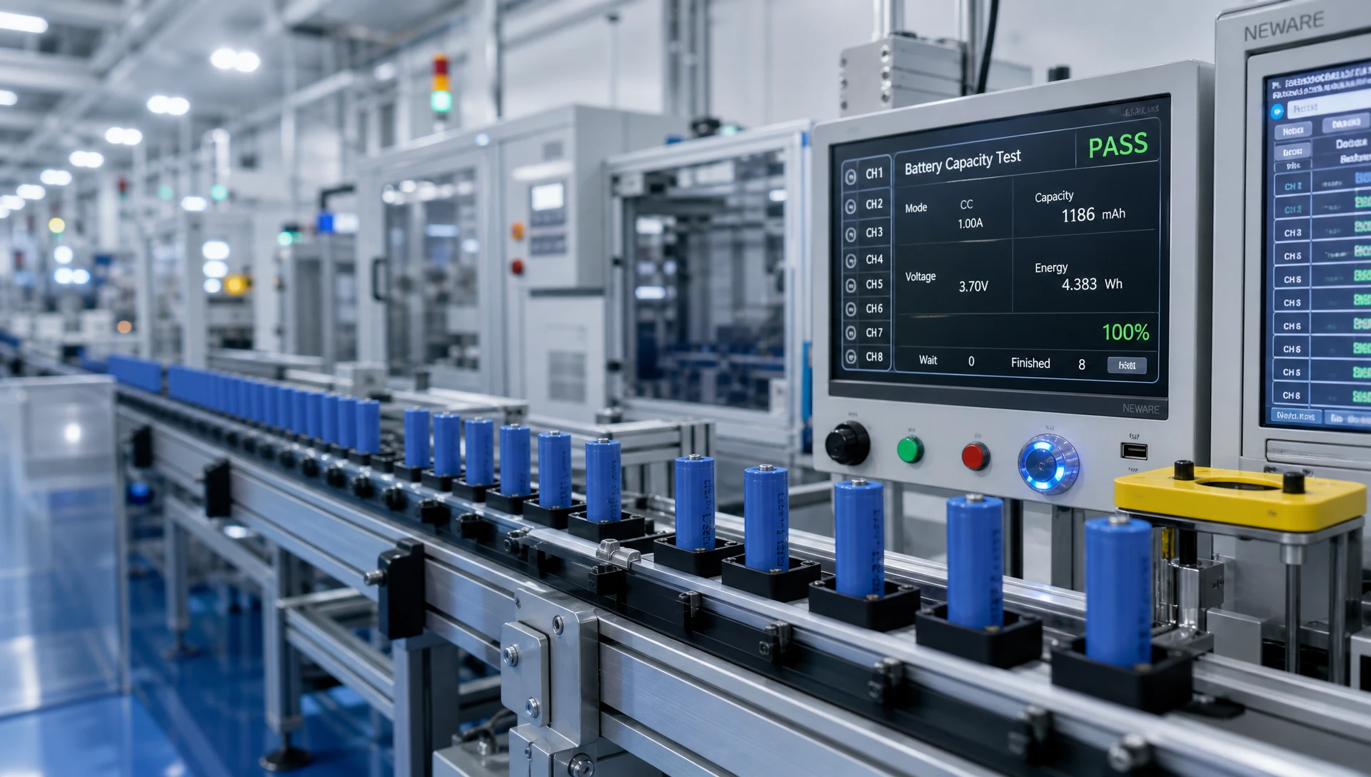 3.2V AA锂离子电池工厂 自动化生产线与分容检测车间