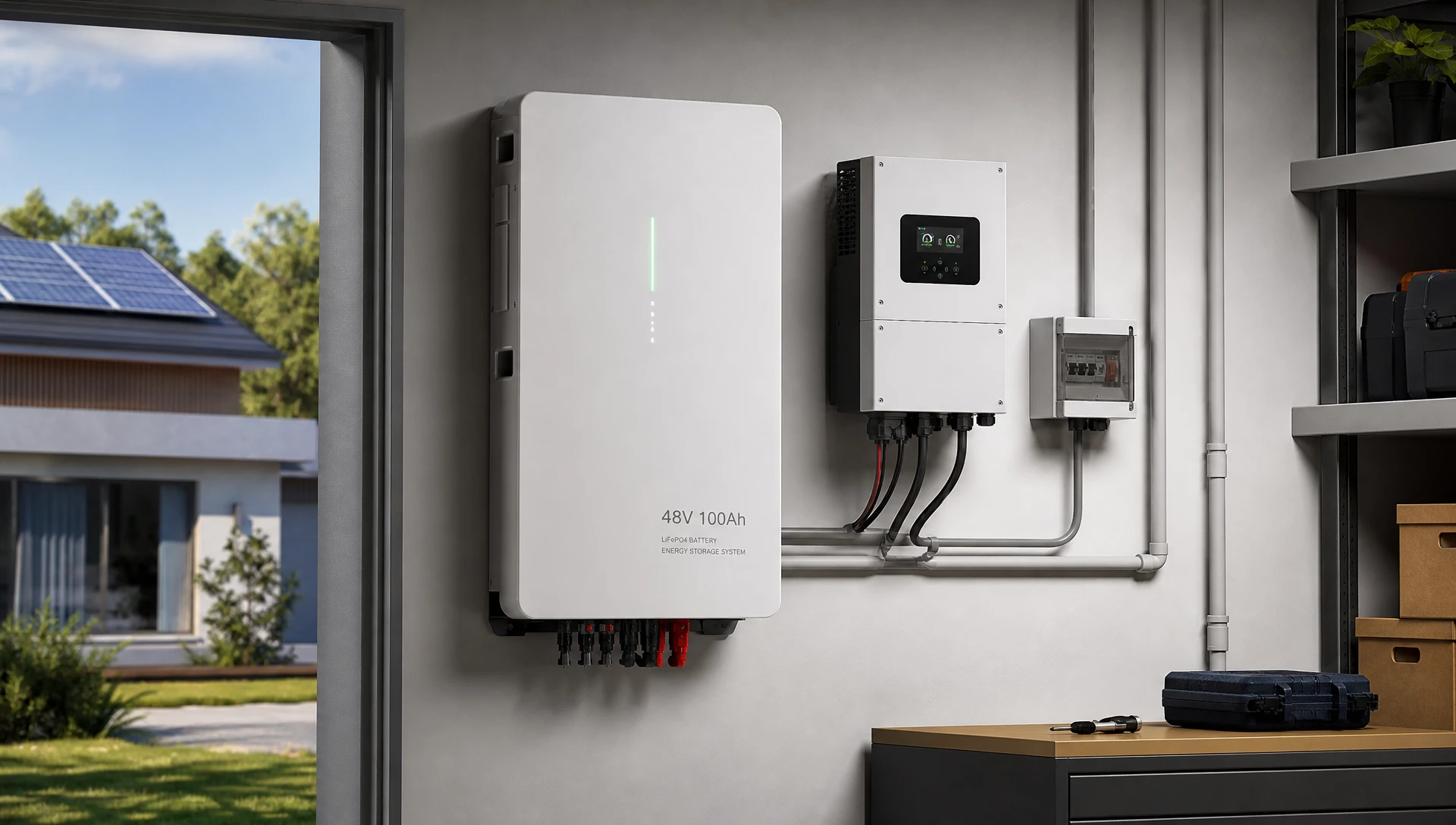 48V 100Ah家庭储能系统壁挂模组与逆变器应用场景 48V 100Ah家庭储能系统壁挂模组与逆变器应用场景