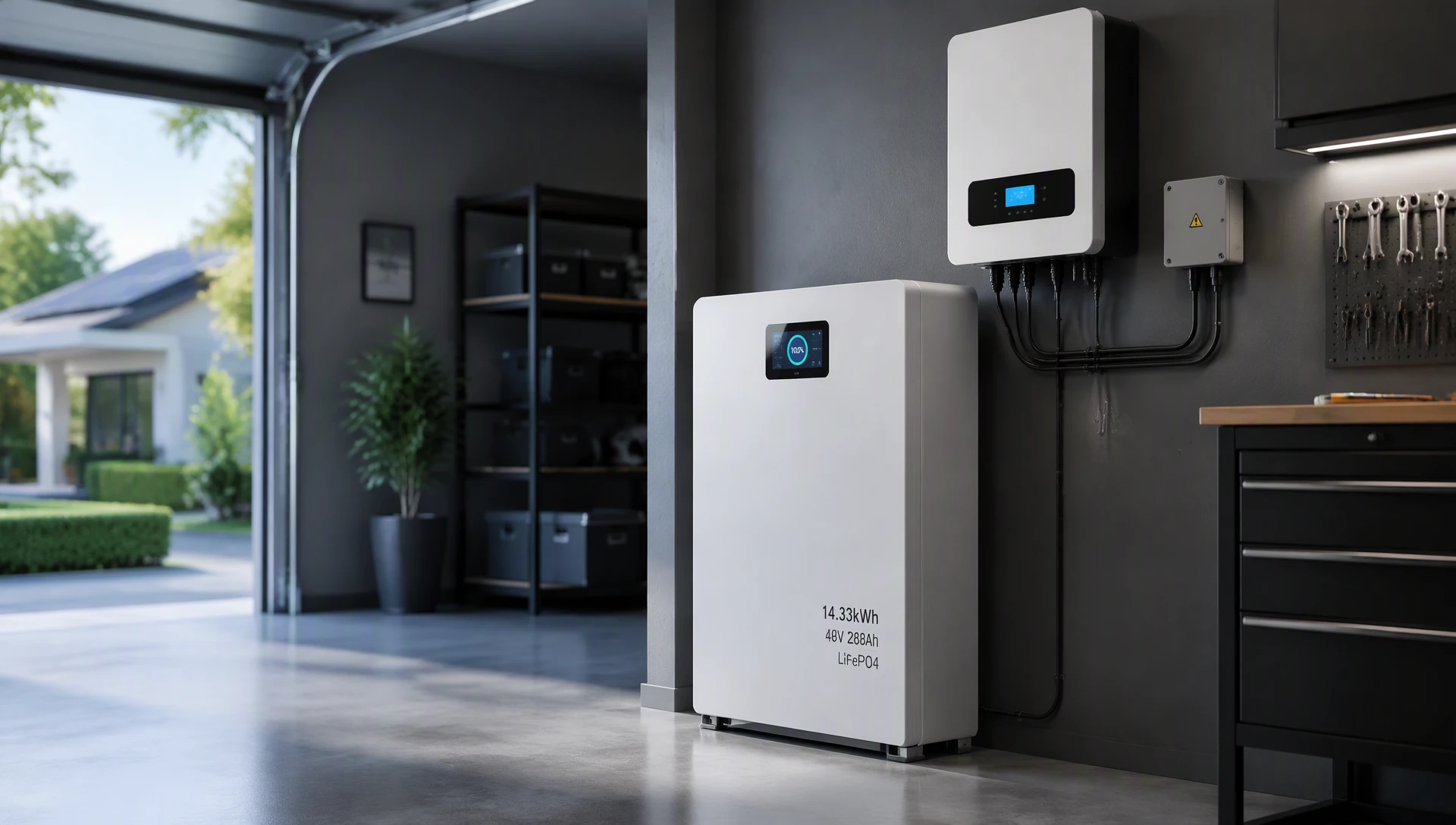 48V 280Ah家庭储能14.33kWh落地式系统与逆变器应用场景 48V 280Ah家庭储能14.33kWh落地式系统与逆变器应用场景